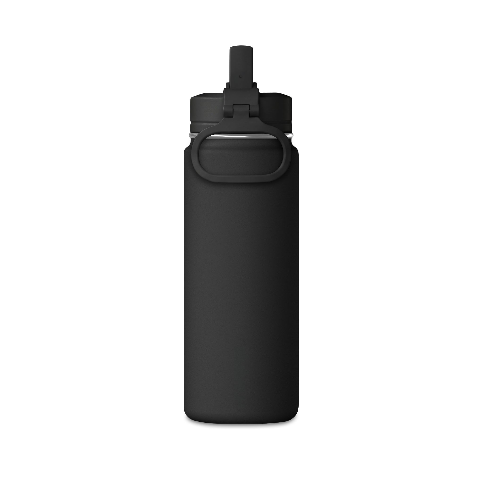 20 unssin (n. 0,6 l) pieni vesipullo – mattamusta ruostumaton teräspullo, jossa on hillitty kukkakuvioinen logo - Image 3